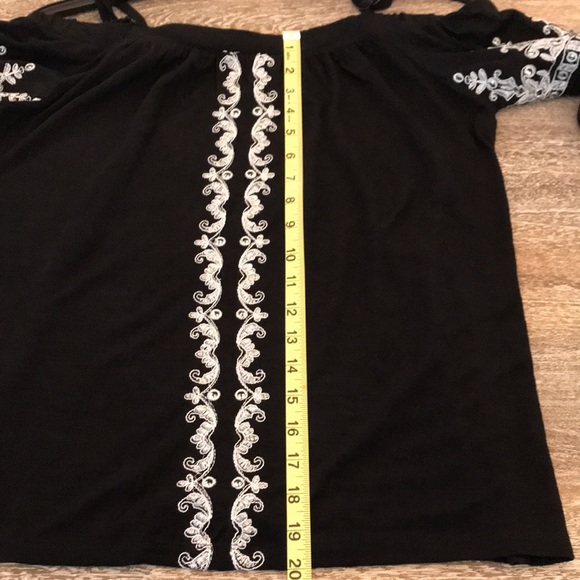 INC Black/Silver Embroidered Off Shoulder Blouse - Picture 7 of 7